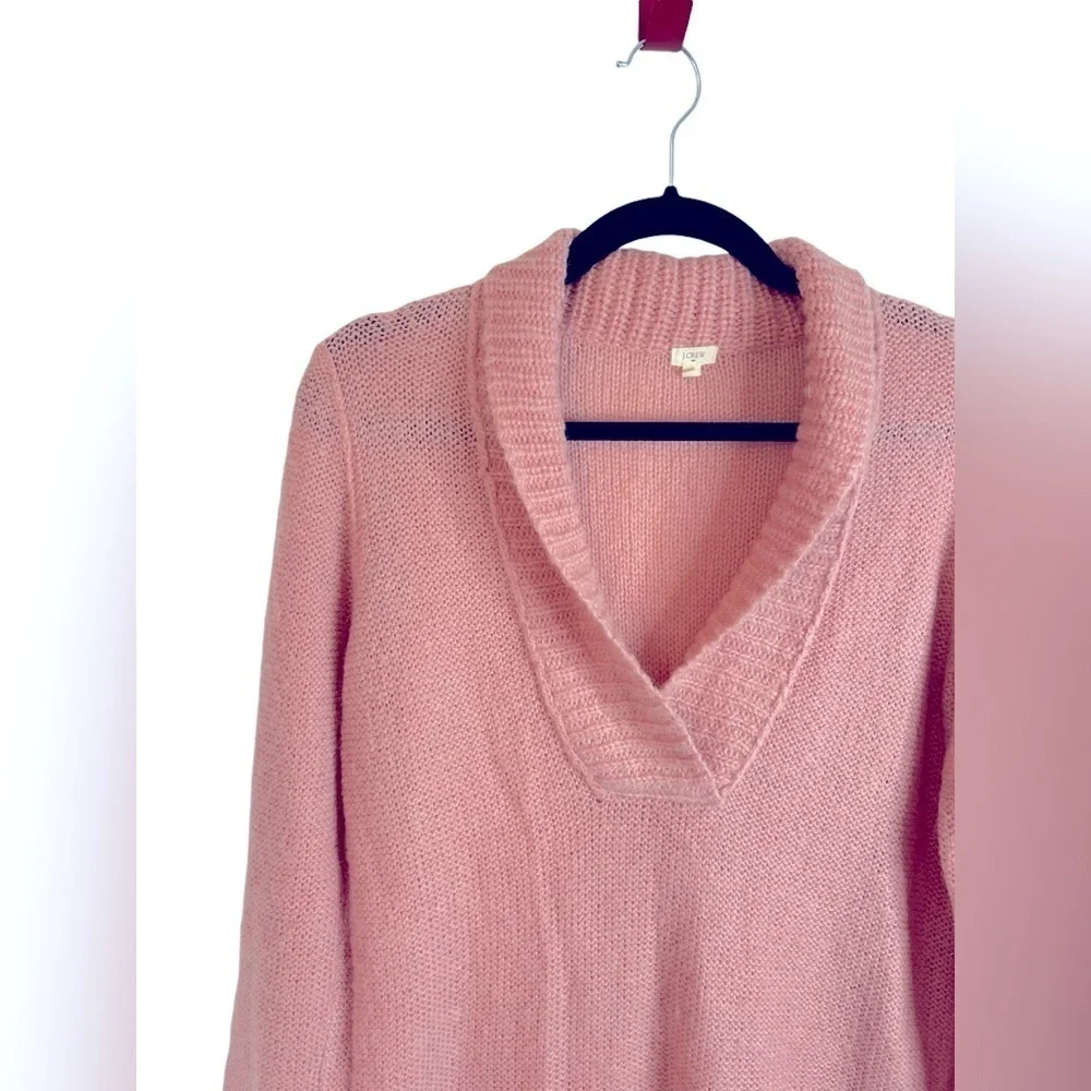 J. Crew Blush Pink Mohair Wool Blend Dolce Shawl Collar Sweater Women’s Sz Med